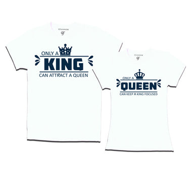 King Queen-Couple T-shirts india-gfashion-white