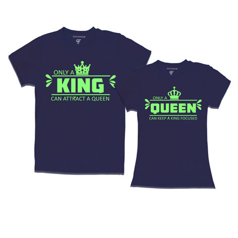 King Queen-Couple T-shirts india-gfashion-navy