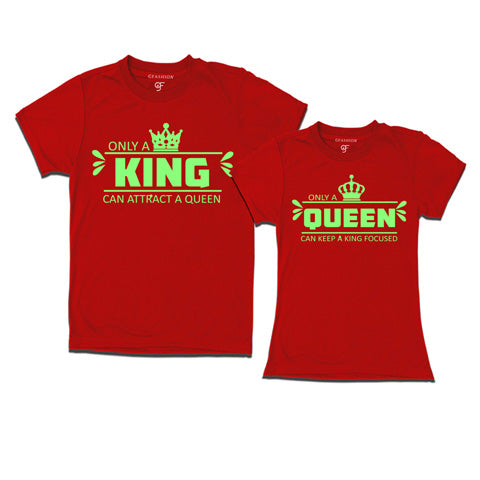 King Queen-Couple T-shirts india-gfashion-red