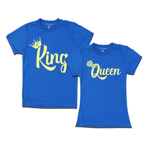 King Queen-Customize couple t shirts-gfashion-blue