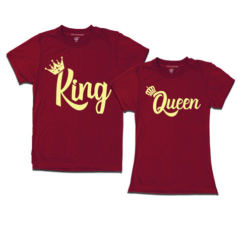 King Queen-Customize couple t shirts-gfashion-maroon