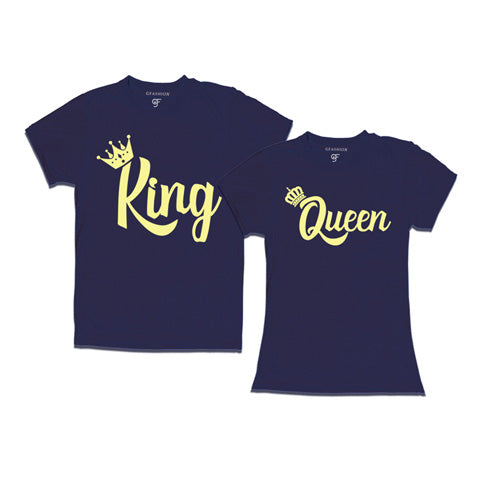 King Queen-Customize couple t shirts-gfashion-navy