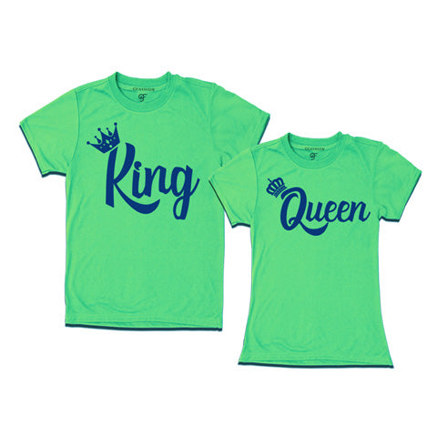 King Queen-Customize couple t shirts-gfashion-pistgreen