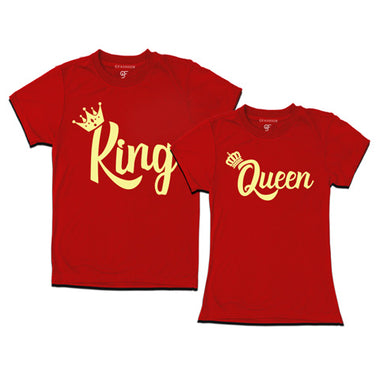 King Queen-Customize couple t shirts-gfashion-Red