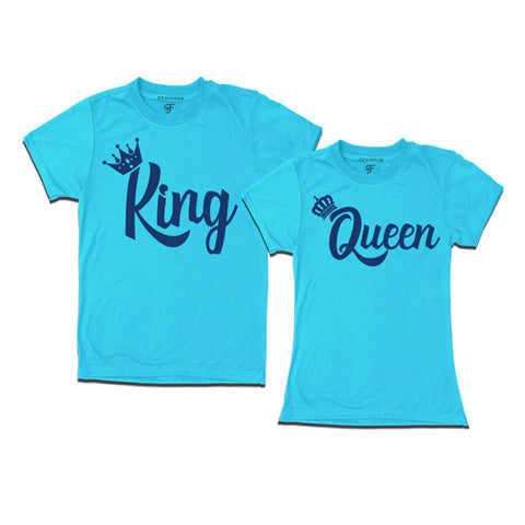 King Queen-Customize couple t shirts-gfashion-skyblue