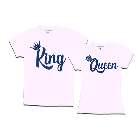 King Queen-Customize couple t shirts-gfashion-white