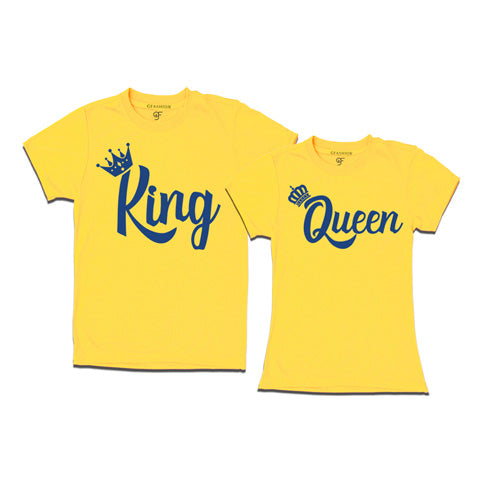 King Queen-Customize couple t shirts-gfashion-yellow