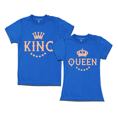 King Queen T-shirts-couple t shirts for pre wedding-gfashion-Blue
