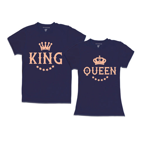 King Queen T-shirts-couple t shirts for pre wedding-gfashion-navy