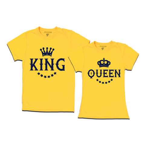King Queen T-shirts-couple t shirts for pre wedding-gfashion-yellow