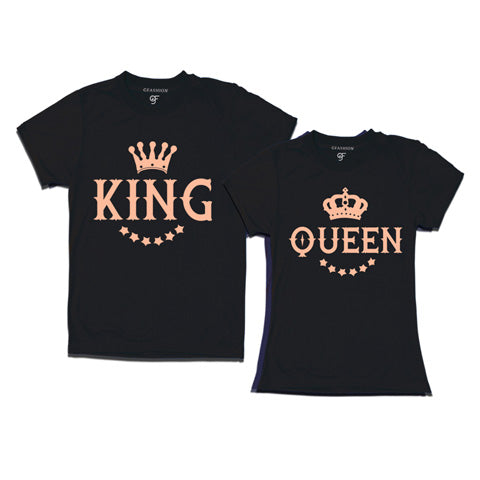 King Queen T-shirts-couple t shirts for pre wedding-gfashion-black