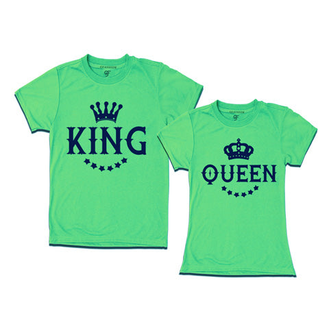 King Queen T-shirts-couple t shirts for pre wedding-gfashion-pistagreen