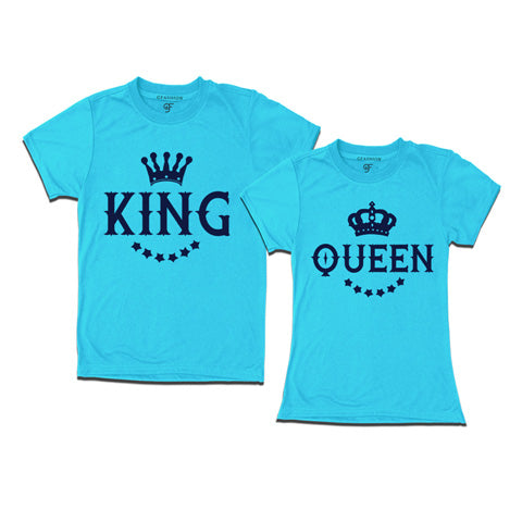King Queen T-shirts-couple t shirts for pre wedding-gfashion-skyblue