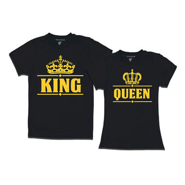 king queen t-shirts-matching couple t-shirts-classic design-black