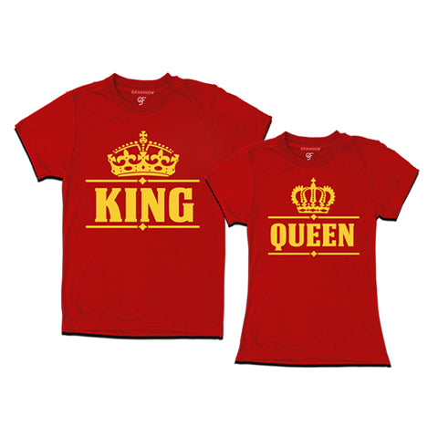 king queen t-shirts-matching couple t-shirts-classic design-red