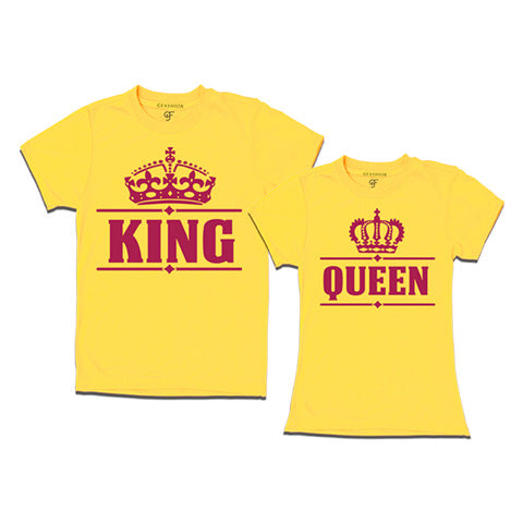 king queen t-shirts-matching couple t-shirts-classic design-yellow
