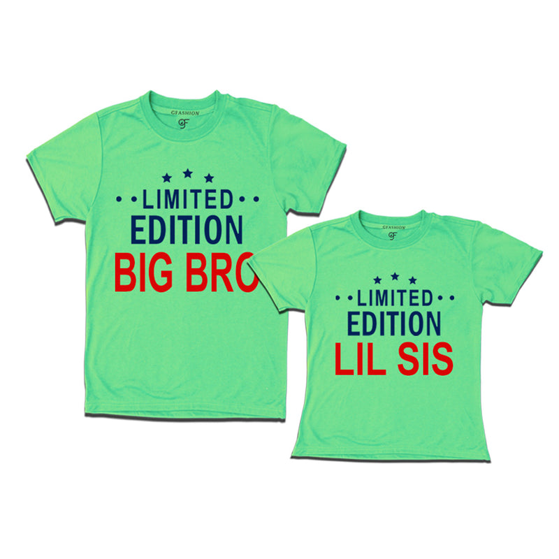 Limited Edition Big Bro Lil Sis T-shirts-Pista Green