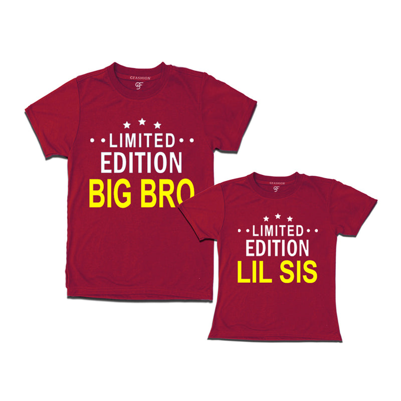 Limited Edition Big Bro Lil Sis T-shirts-Maroon
