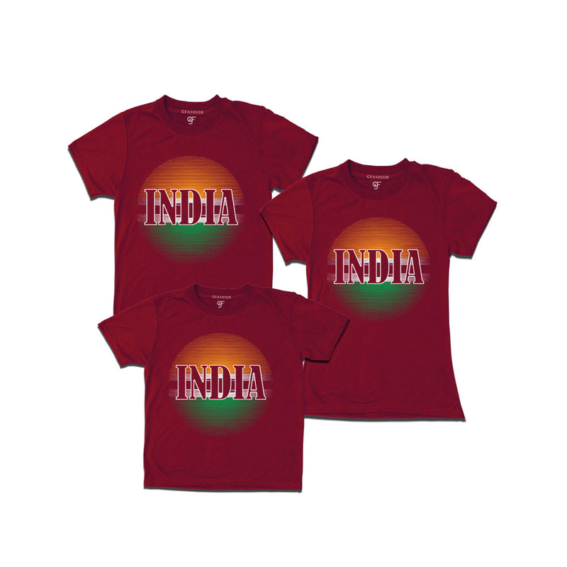 Indian matching family tshirt set of 3 dad mom and girl