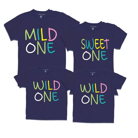Mild one sweet one wild one family tshirts set