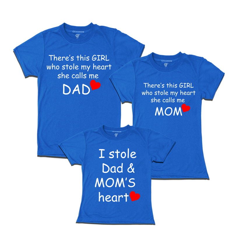 gfashion there's this girl who stole my heart she calls me dad family t-shirts-blue