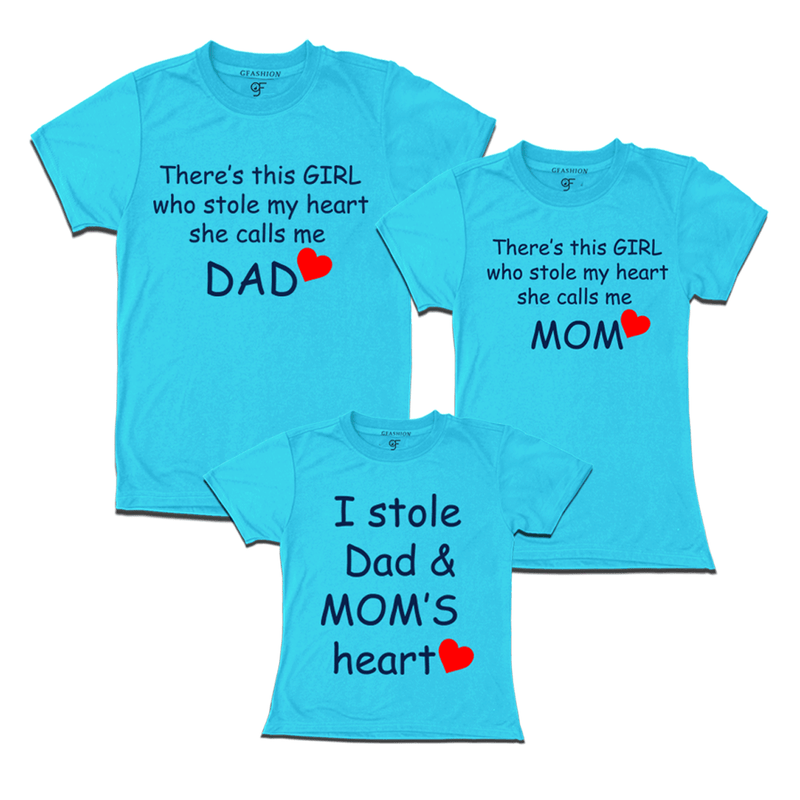 gfashion there's this girl who stole my heart she calls me dad family t-shirts-sky blue