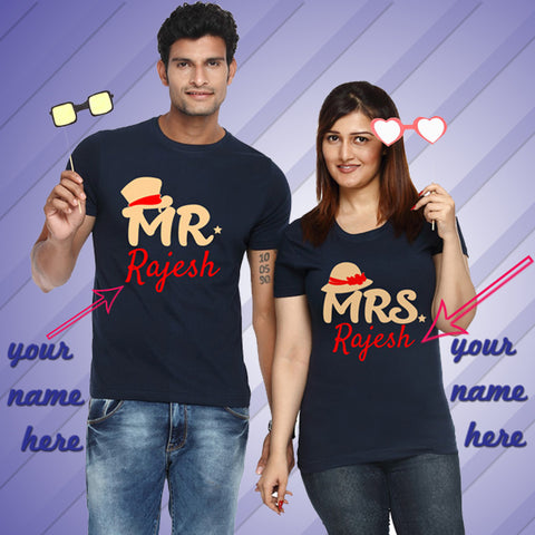 Name Customize Couple t shirts - Mr and Mrs