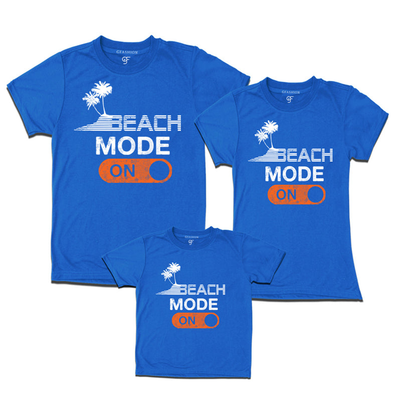 matching beach mode on t-shirt for father mother and boy