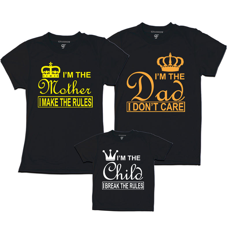 Mother rules tees dad mom and daughter