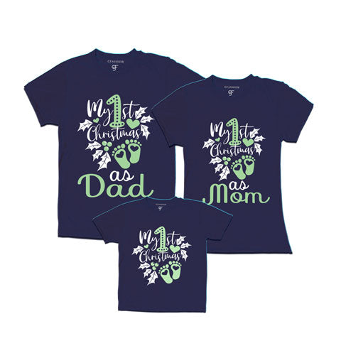 my first Christmas as a dad-mom-baby t shirts