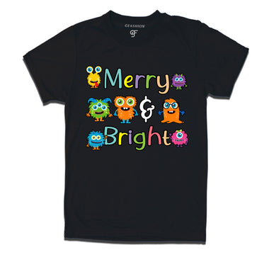 merry & bright monster christmas t-shirts