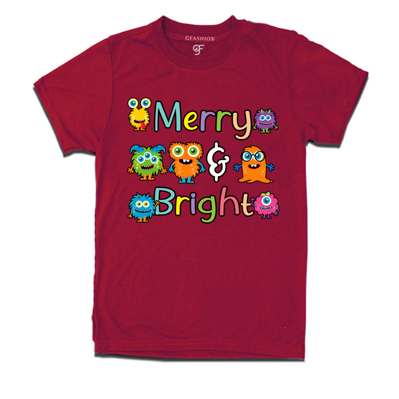 merry & bright monster christmas t-shirts