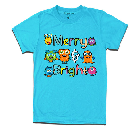 merry & bright monster christmas t-shirts