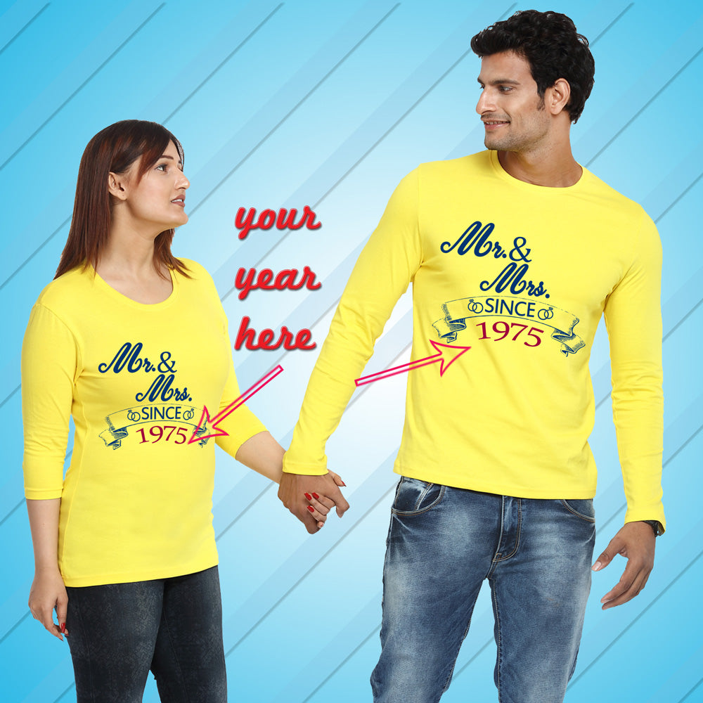 Mr. Mrs. SINCE YOURS YEAR FAMILY COUPLE TSHIRTS