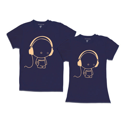 Music-Couple Tee Shirts-Navy