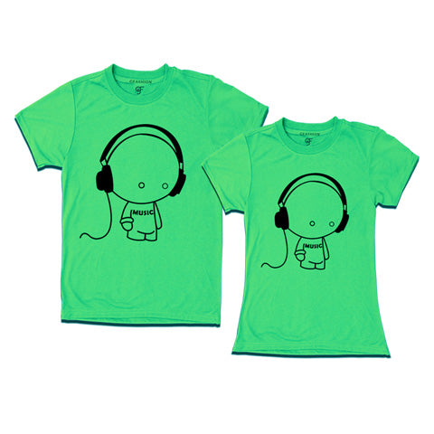 Music-Couple Tee Shirts-Pistagreen