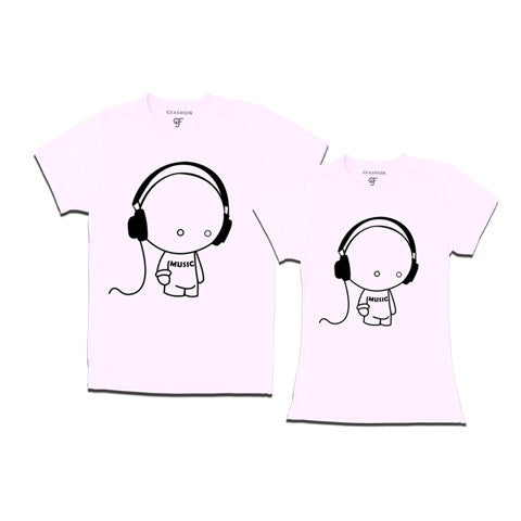 Music-Couple Tee Shirts-White