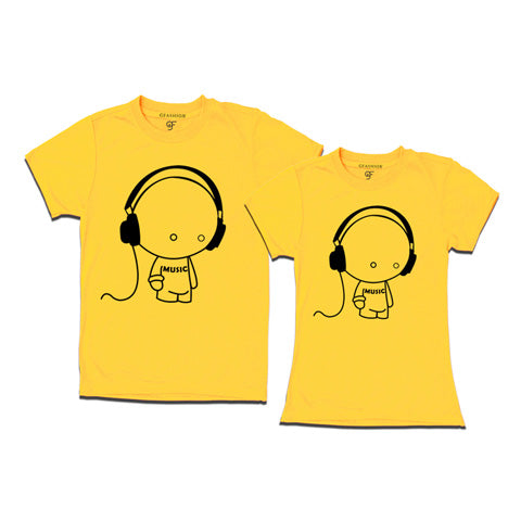 Music-Couple Tee Shirts-Yellow