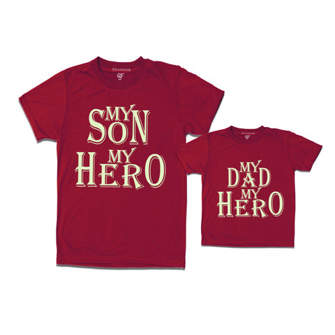 my son my hero t-shirts - my dad my hero t-shirts -father's day t shirts for dad son-maroon