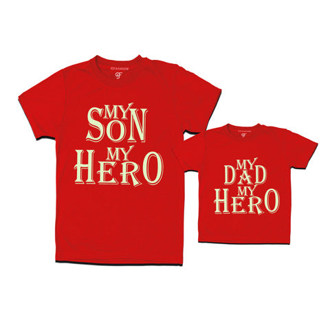 my son my hero t-shirts - my dad my hero t-shirts -father's day t shirts for dad son-red