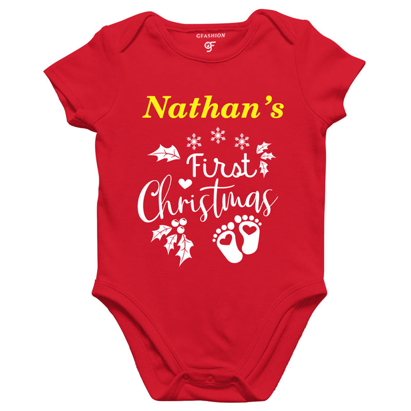 FIRST CHRISTMAS NAME CUSTOMIZED ROMPERS/BODYSUIT/ONESIE