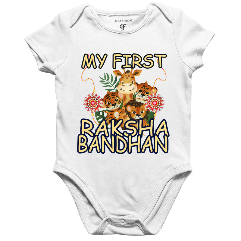 First Raksha Bandhan Baby Onesie-Romper-Bodysuit with animal print@ gfashion online india 