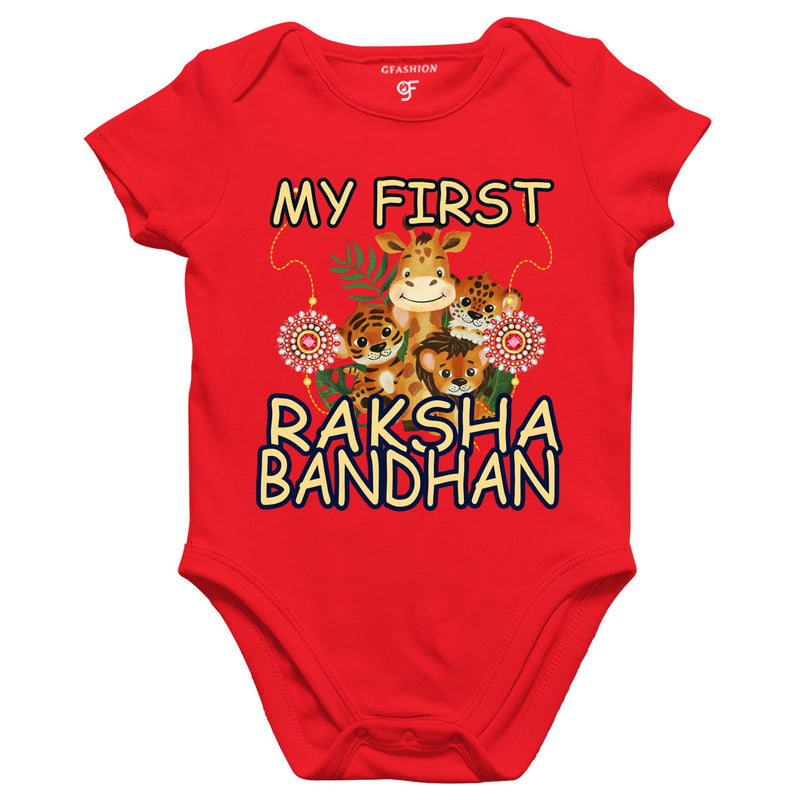 First Raksha Bandhan Baby Onesie-Romper-Bodysuit with animal print