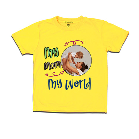 My Mom My World photo personlized kids t-shirts