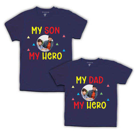 My son My hero my dad my hero photo customize t-shirts