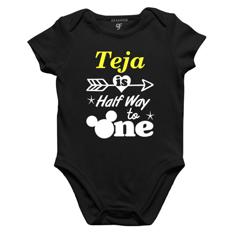 half way to one name customize bodysuit