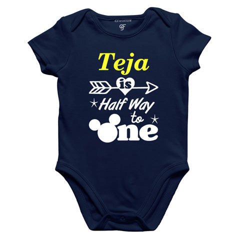 half way to one name customize bodysuit