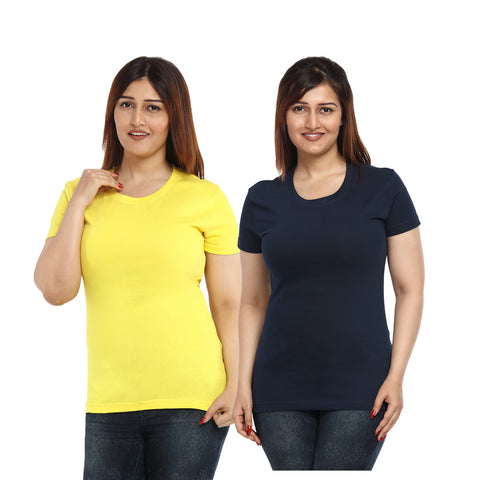 Yellow and Navy Plain t shirts