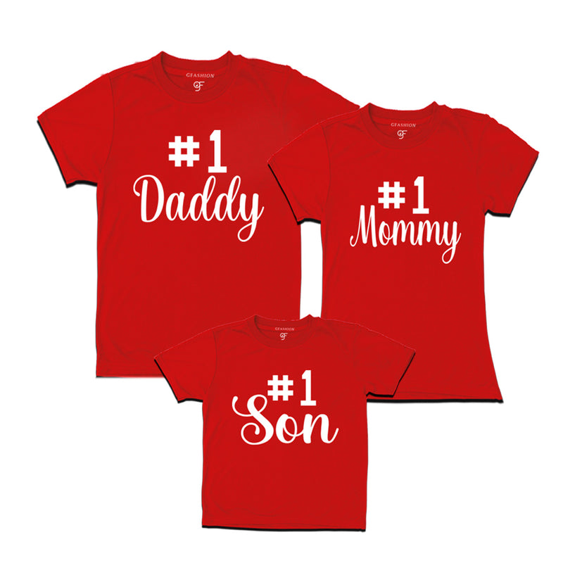 Family T-shirts-No1 dad mom son