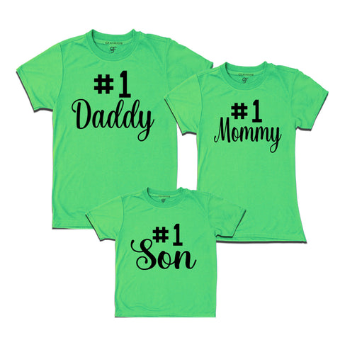 Family T-shirts-No1 dad mom son